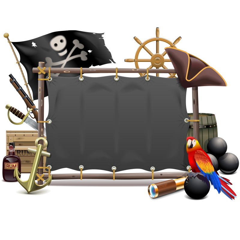 海盗船帆元素的矢量背景