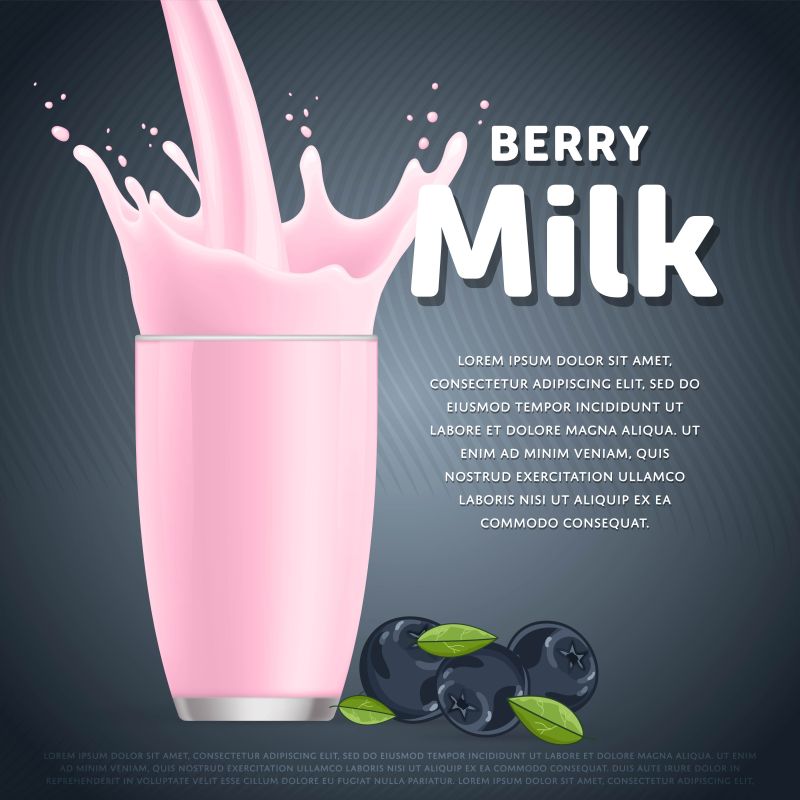 矢量蓝莓味牛奶海报