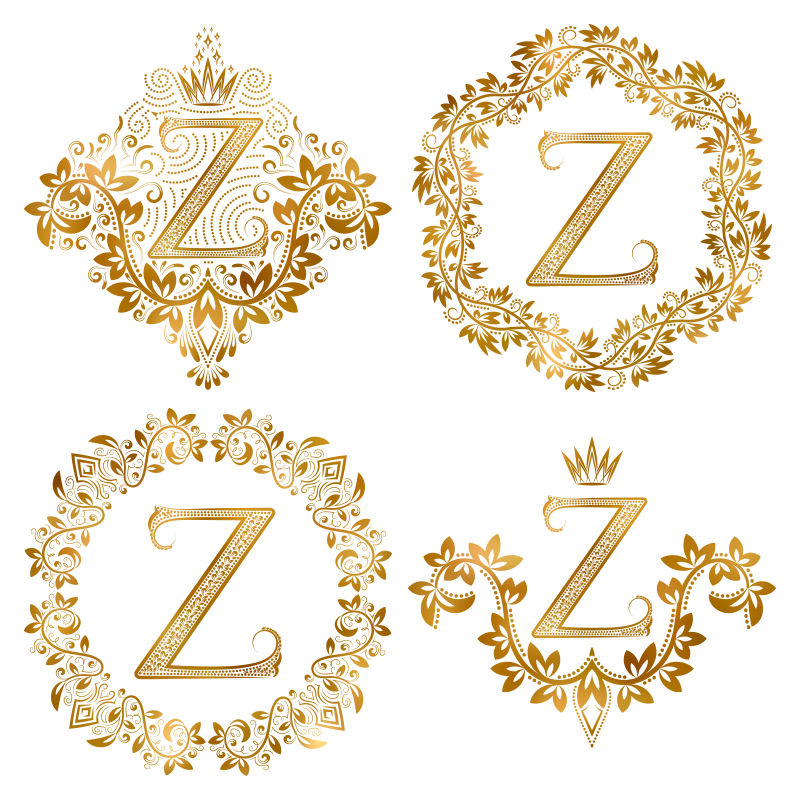 金色装饰字母Z矢量