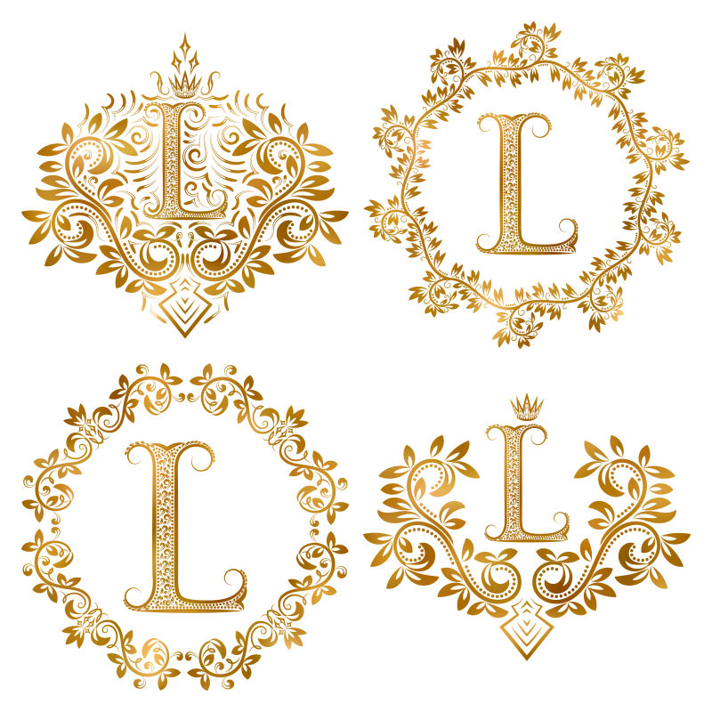 矢量金色装饰字母L