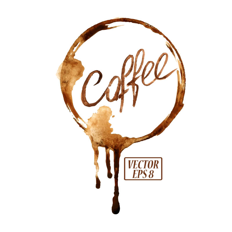 创意水彩咖啡渍矢量图标