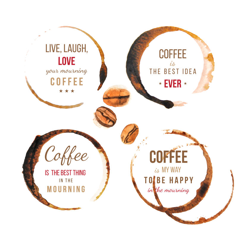 创意水彩咖啡渍纹理图标矢量图