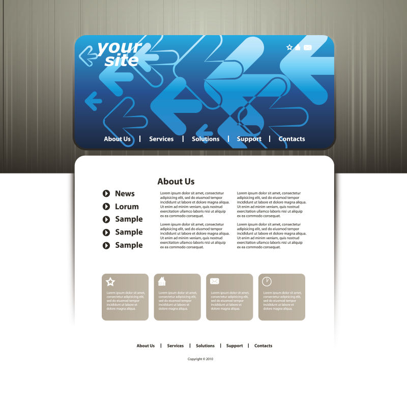 蓝色箭头图案的矢量商业网站设计