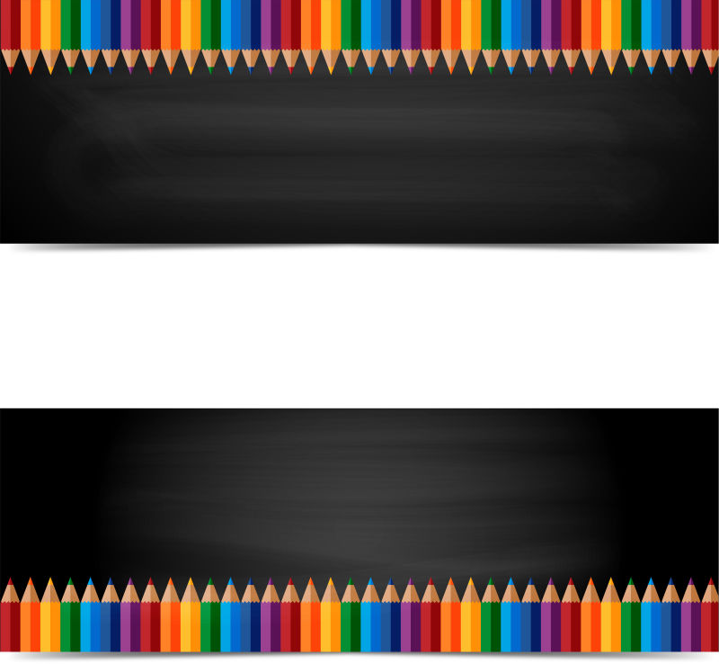 彩色铅笔组成的矢量边框