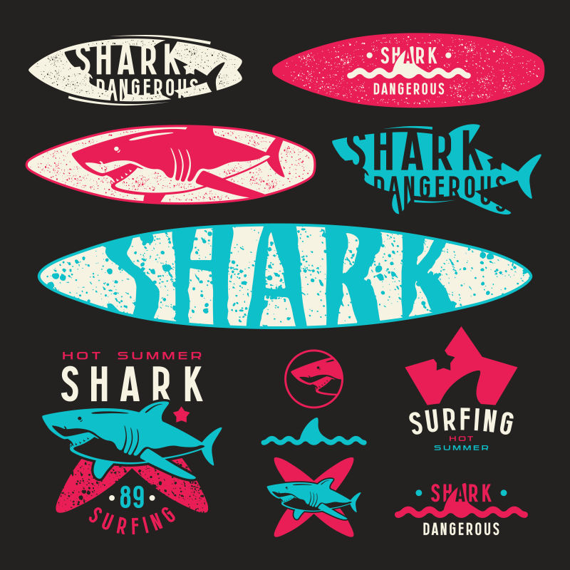 矢量的鲨鱼警示标志设计