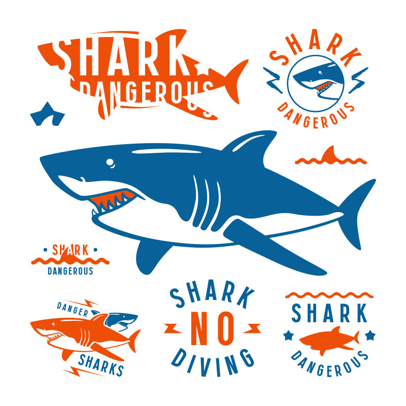 鲨鱼矢量警示图设计