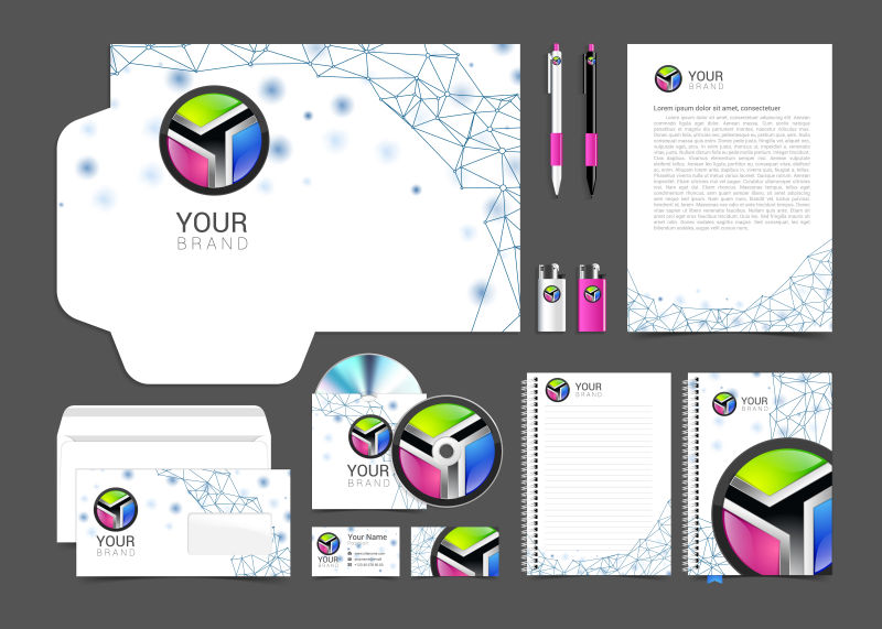 矢量彩色现代几何元素的企业视觉标志平面设计