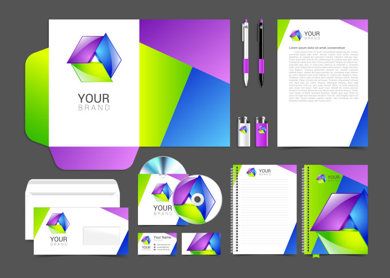 三色几何创意矢量企业视觉形象平面设计