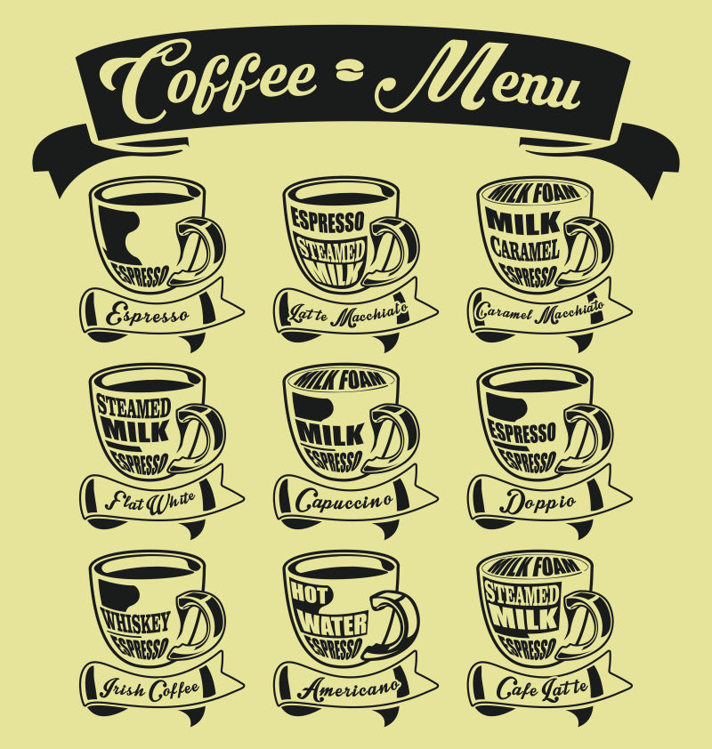 复古的咖啡菜单矢量设计