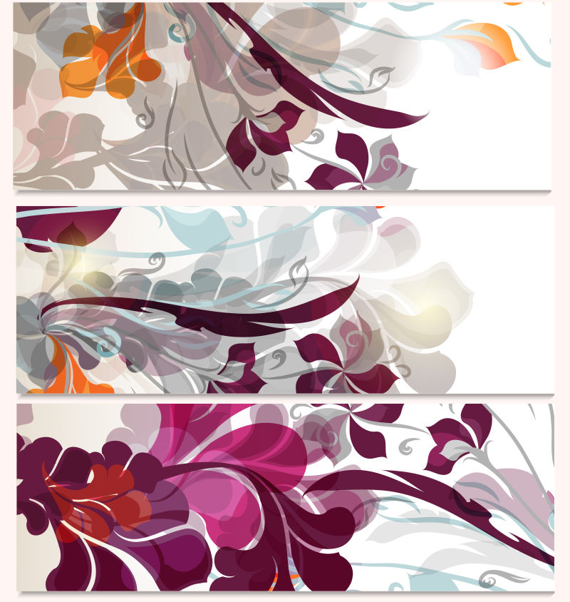 彩色的水彩花卉图案矢量插图