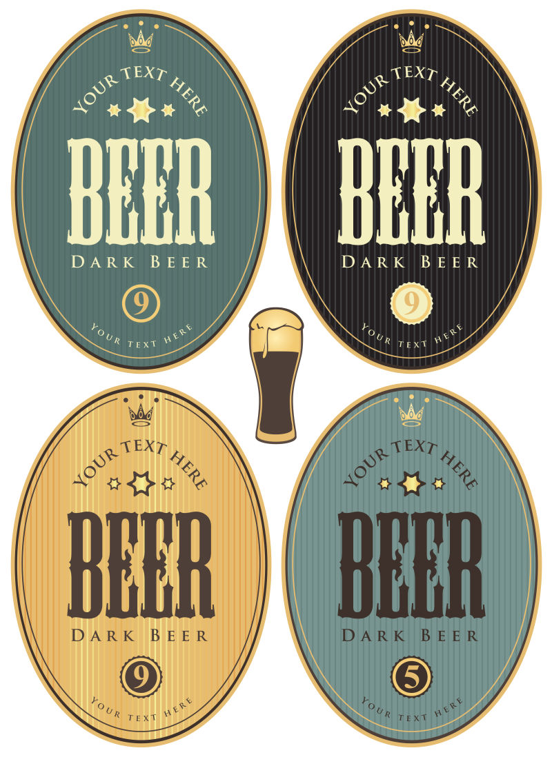 创意复古矢量啤酒标签设计合集