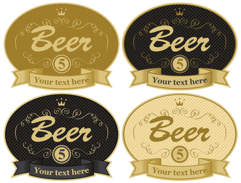 创意复古风格的矢量啤酒标签设计