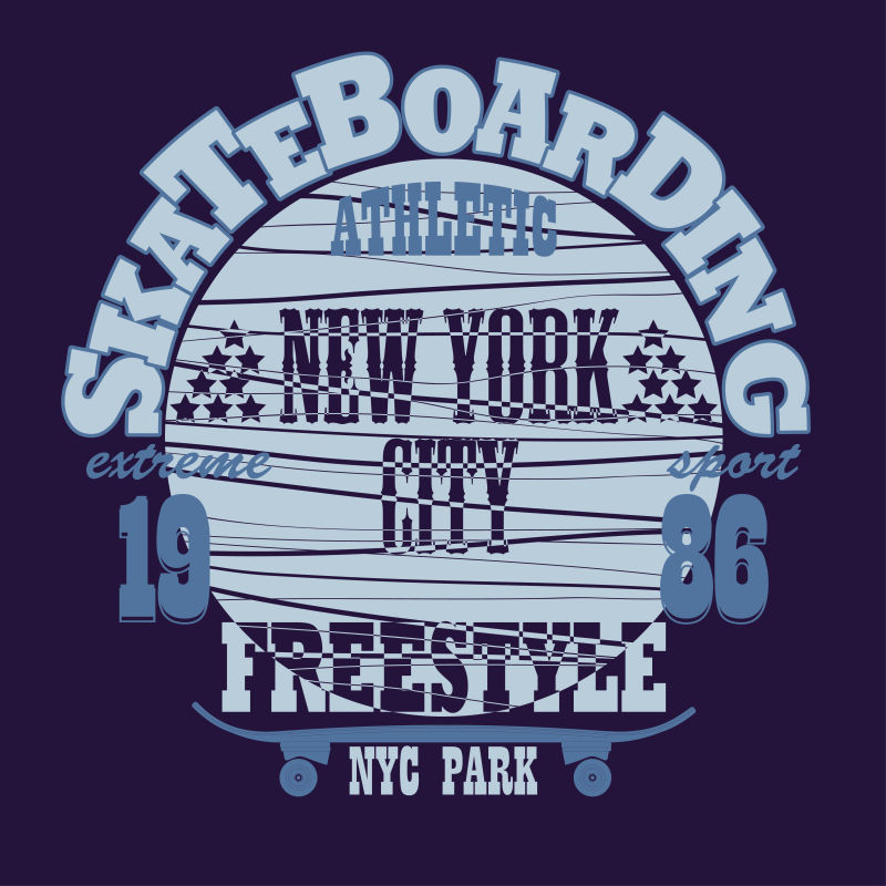 创意矢量纽约概念的滑板印花