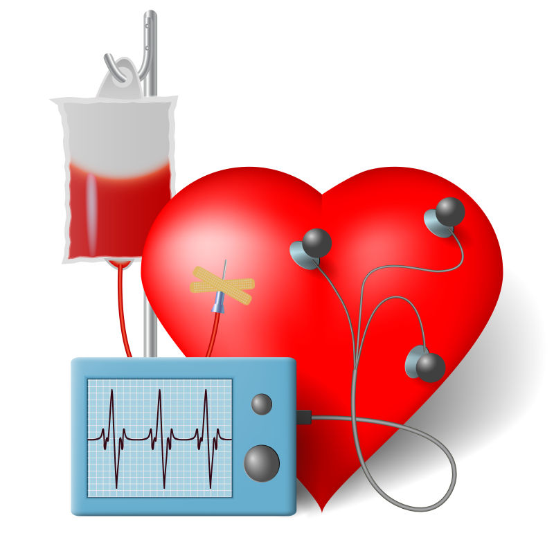 矢量输血流向心脏和心脏监护仪