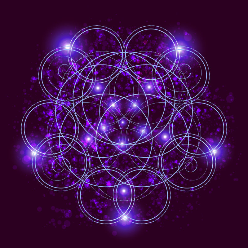 紫色矢量发光几何星象符号被警告