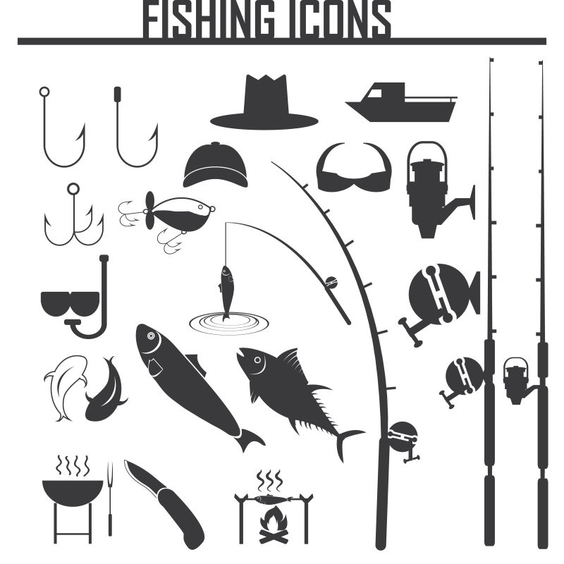 矢量的渔具图标设计