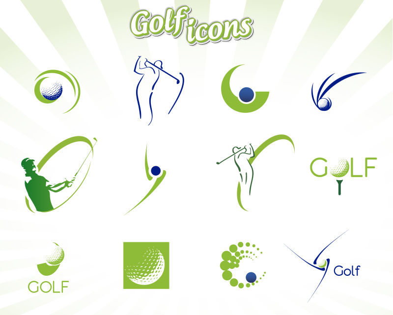 高尔夫运动图标矢量设计