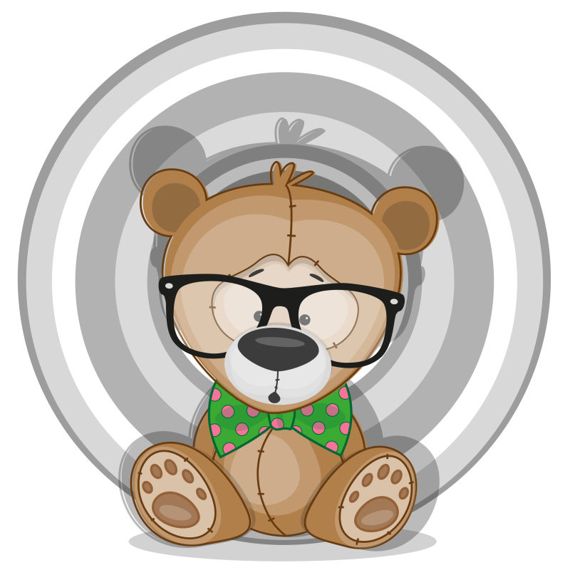 创意矢量戴眼镜的卡通泰迪熊