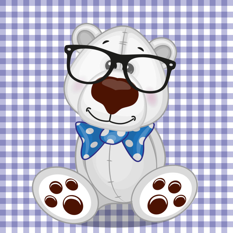 矢量卡通戴眼镜的北极熊
