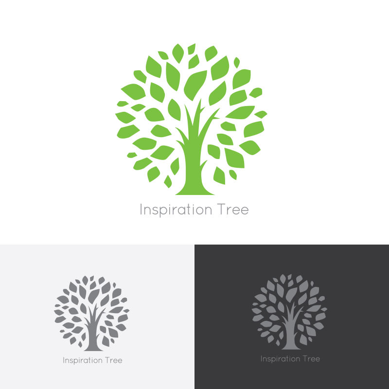 创意矢量绿色树标志设计