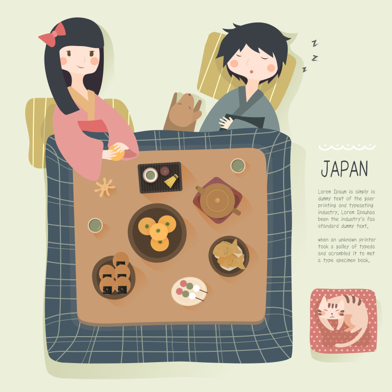矢量创意日本日常生活的背景插图