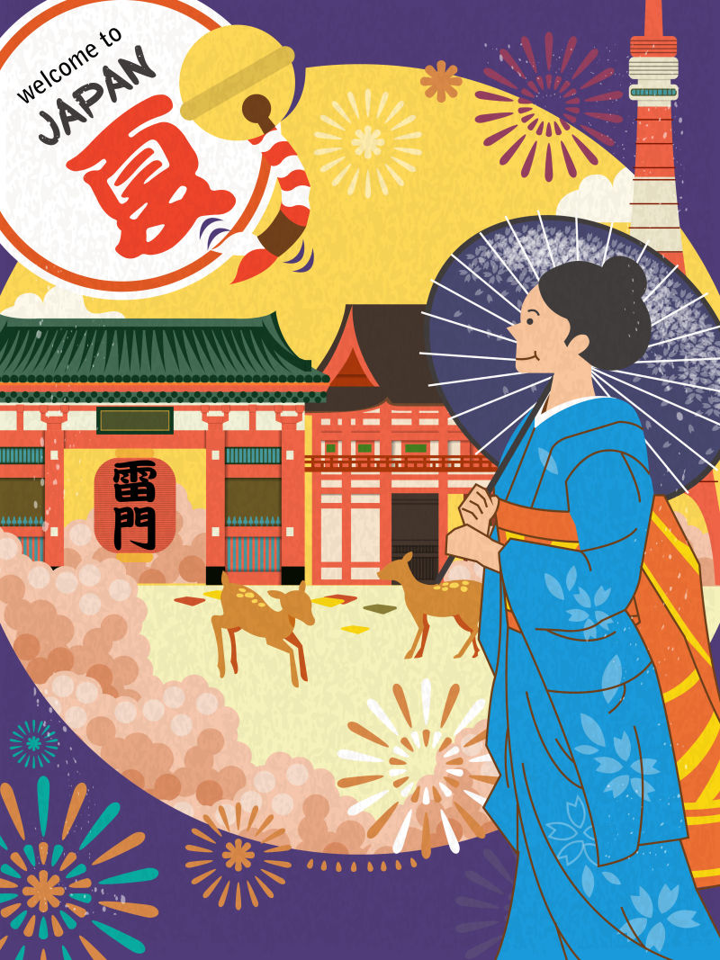 矢量日本传统文化夏季海报