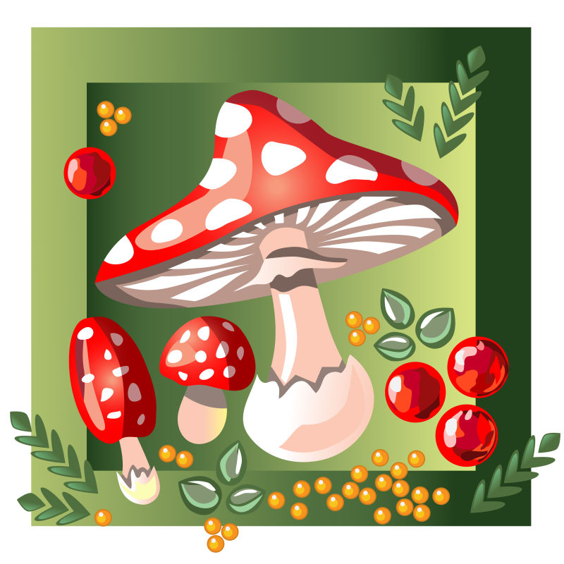 矢量的红色卡通蘑菇