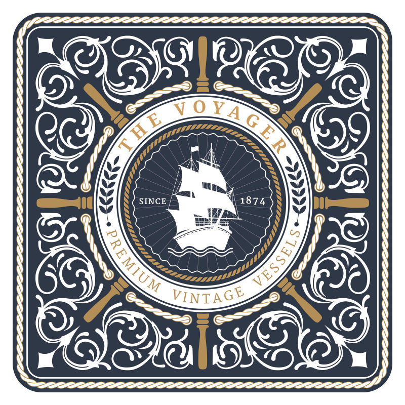 创意矢量航海主题的复古标签设计