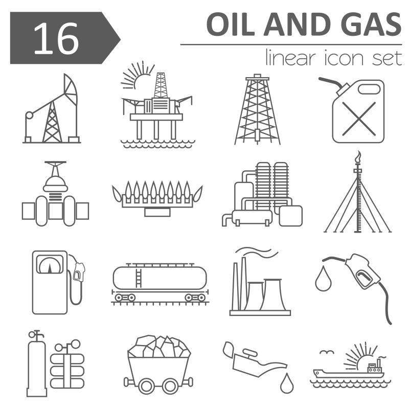 石油和天然气矢量工业图标集