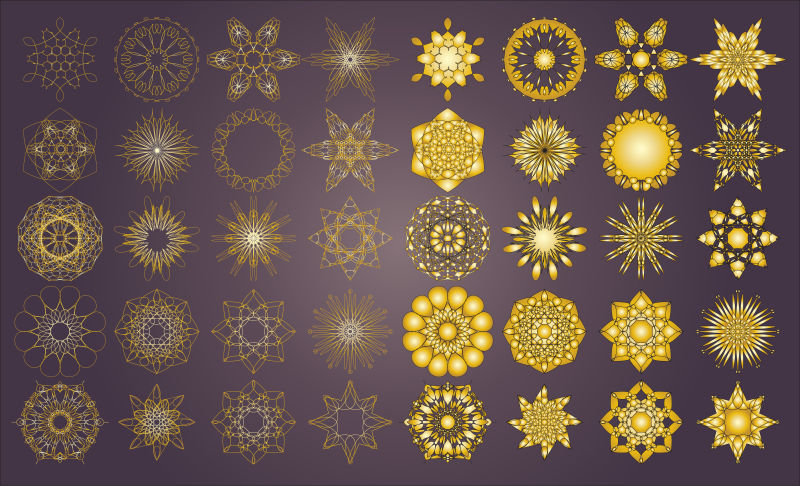 金色的复古花纹装饰矢量设计