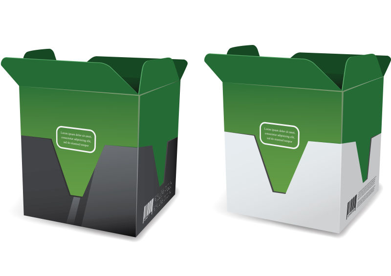 矢量绿色生态包装盒设计