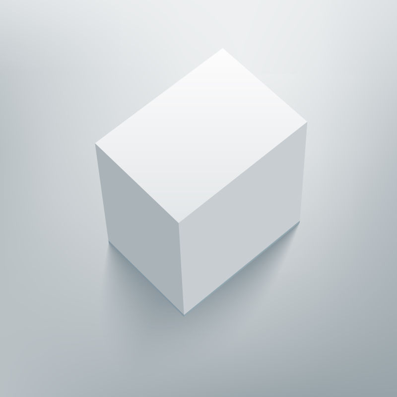 立体白色的包装盒矢量插图