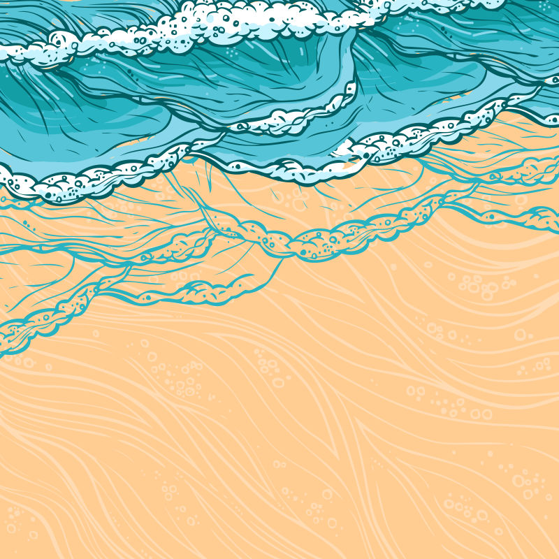 矢量的手绘风格海浪背景