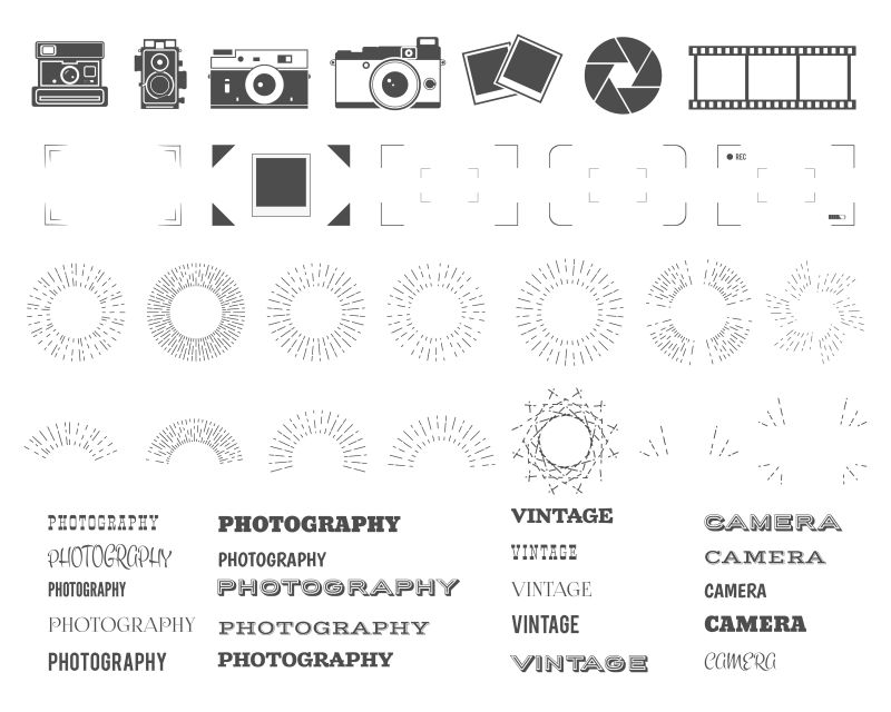 矢量复古摄影相关的设计元素