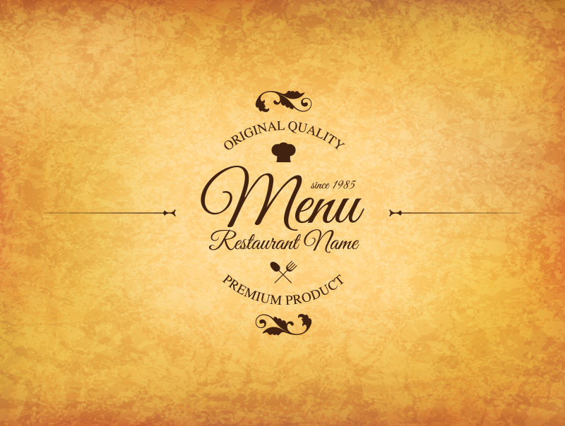 棕色背景的矢量餐厅菜单设计