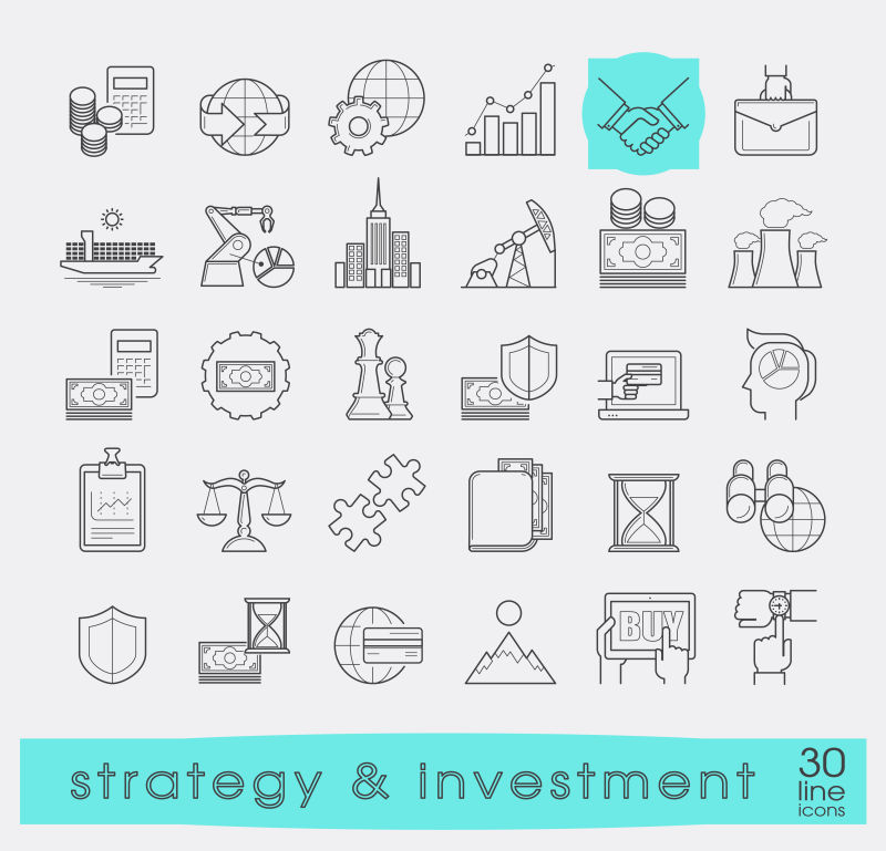 创意矢量投资战略相关的图标设计