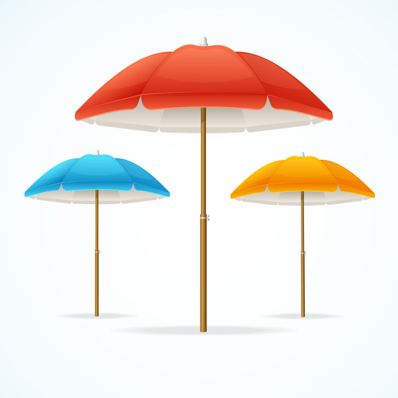 彩色的沙滩伞矢量插图