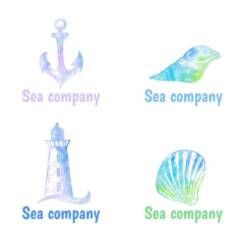 矢量的手绘水彩海运公司标志