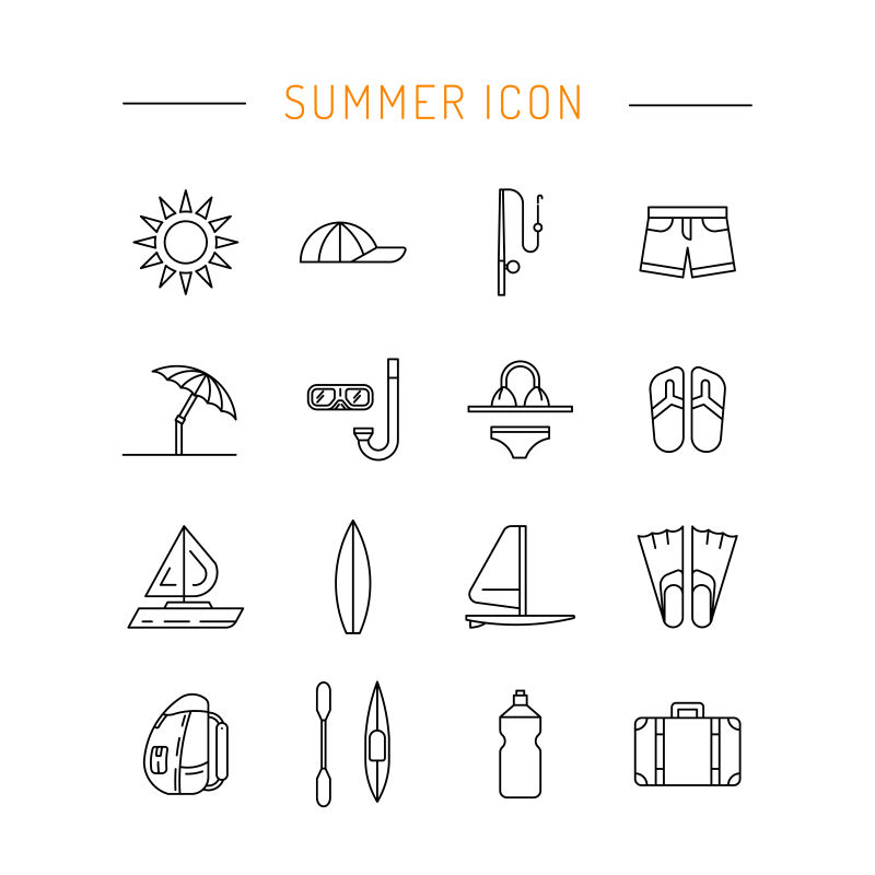 创意矢量夏季旅游图标设计