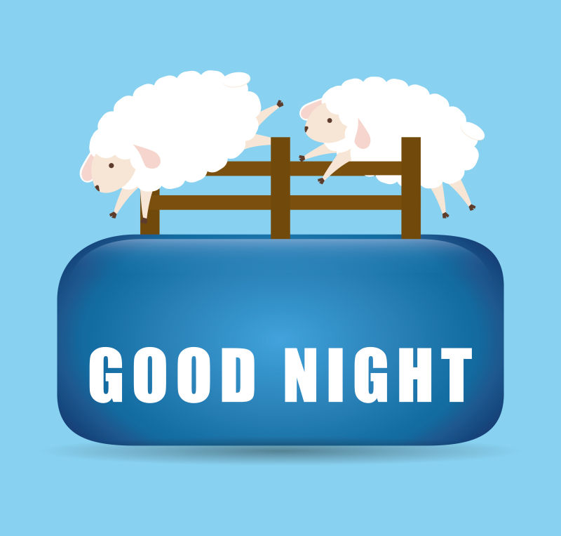 翻越围栏的绵羊睡觉主题矢量插图
