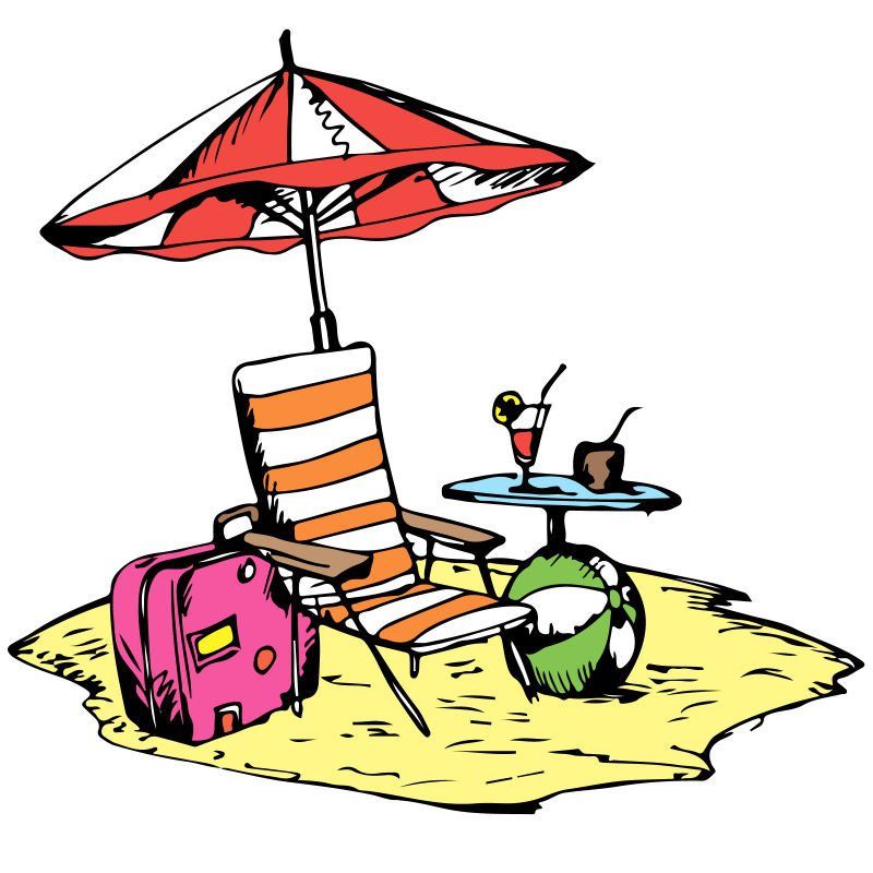 矢量的沙滩躺椅插图