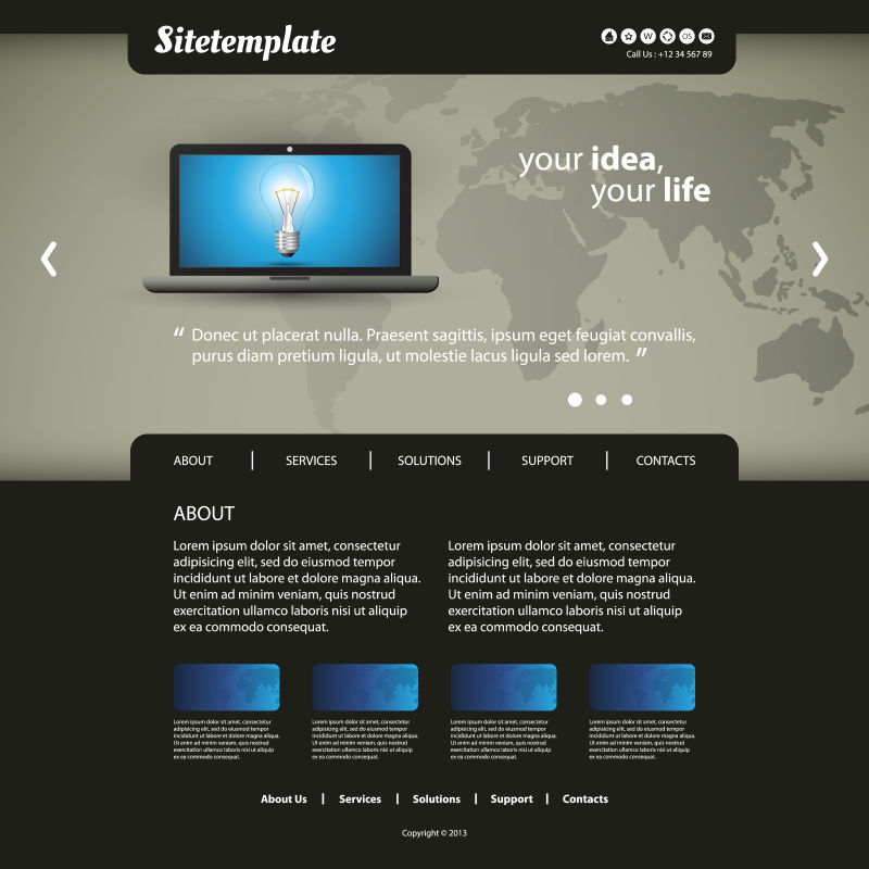 矢量地球暗纹的现代网站主页设计