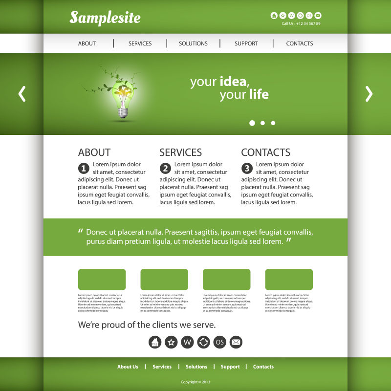 矢量绿色主题的网站主页设计