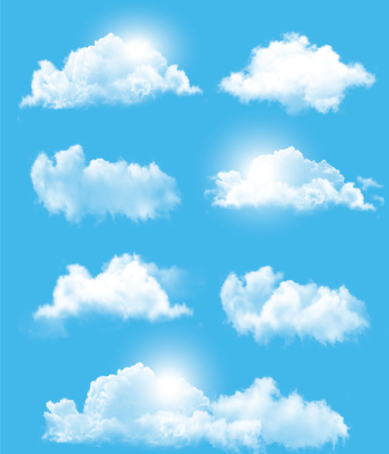 天空背景下的白云矢量插图