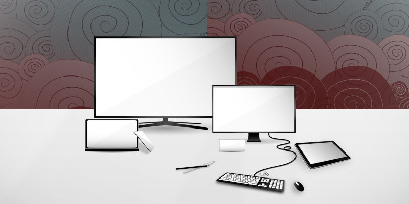创意矢量彩色背景上的空白屏幕现代电脑