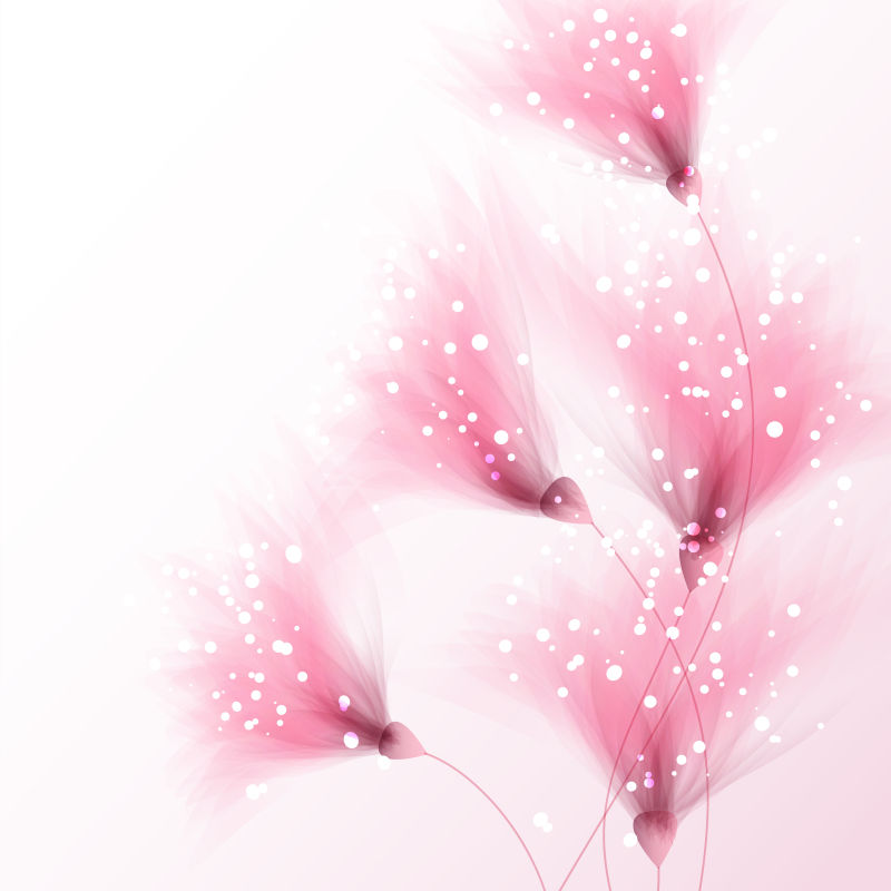 手绘粉红色花卉矢量背景