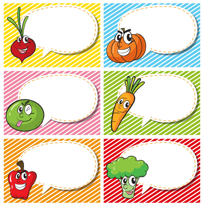创意矢量卡通蔬菜标签设计