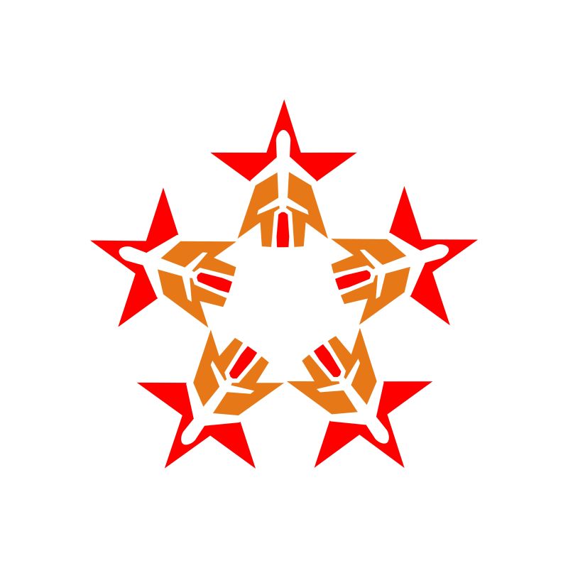 矢量红色飞机星型旅游公司标志设计