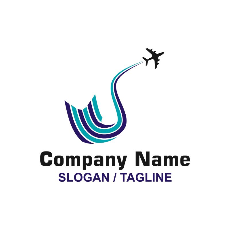 创意飞机飞行的矢量旅游公司标志设计