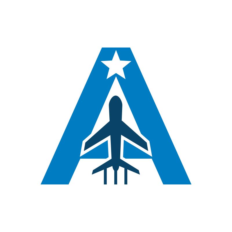 矢量蓝色飞机旅行标志创意设计